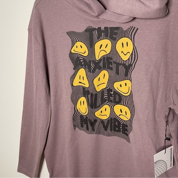 4th Dimension men emoji melting happy face sweatshirt hoddie L NWT - Picture 4 of 11